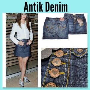 Antik Denim Jean Skirt button fly Designer made Antik Batik